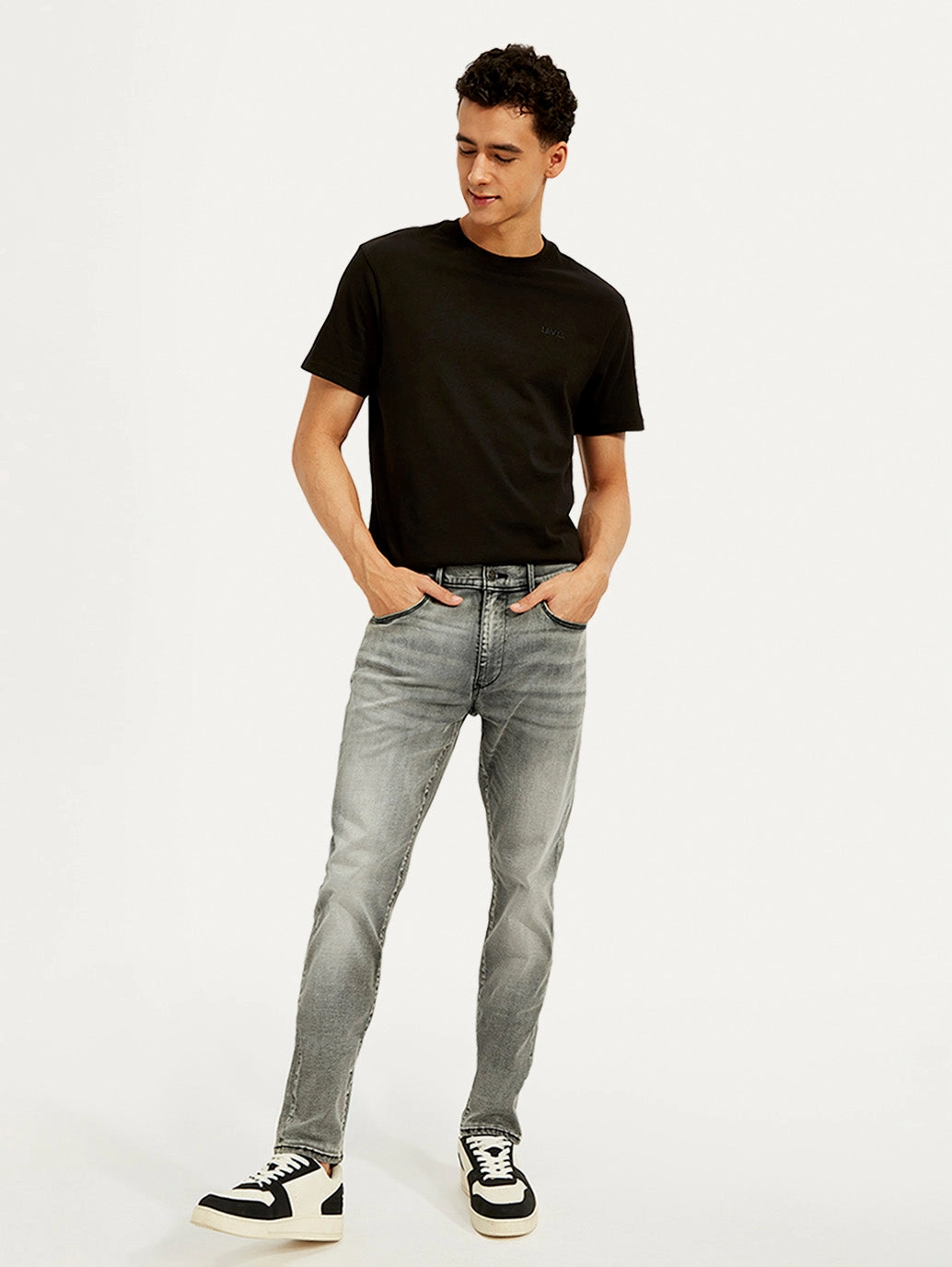 Eco Friendly Dye Process Cool Outfit Men's Redloop 512 Grey Slim Tapered Fit Mid Rise Jeans