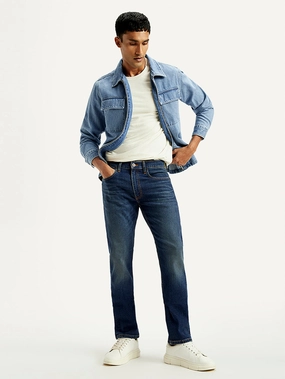 Men's Tinted 513 Blue Slim Straight Fit Mid Rise Jeans Bootcut style