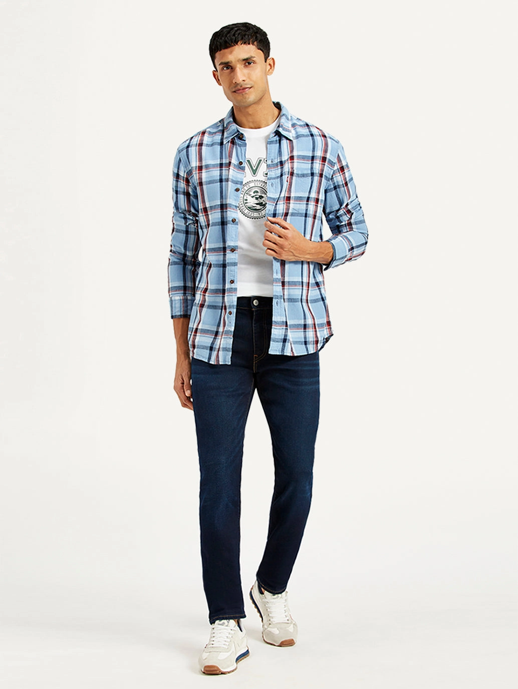 Men's 511 Navy Blue Slim Fit Mid Rise Jeans Anti Sagging Technology Chill Outfit Relaxed Style Earthy