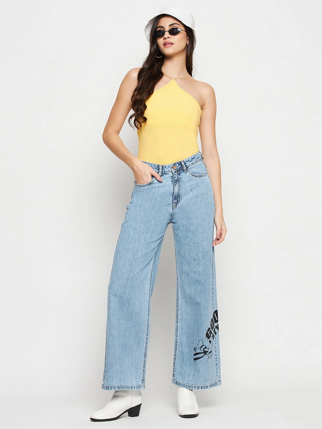 Built For Life Go-To Basic Madame Disney Print Lightblue Denim