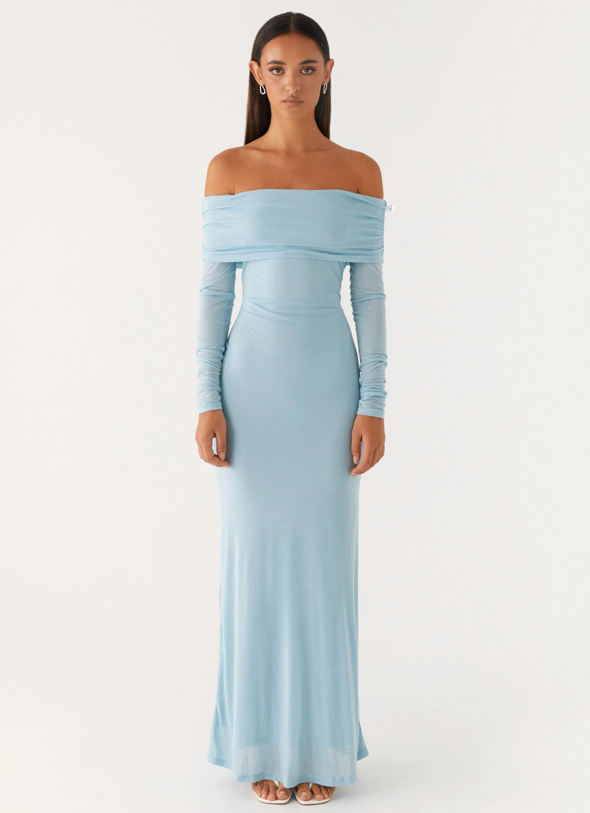 Cocoa Long Sleeve Maxi Dress - Blue Effortless Layer Wear