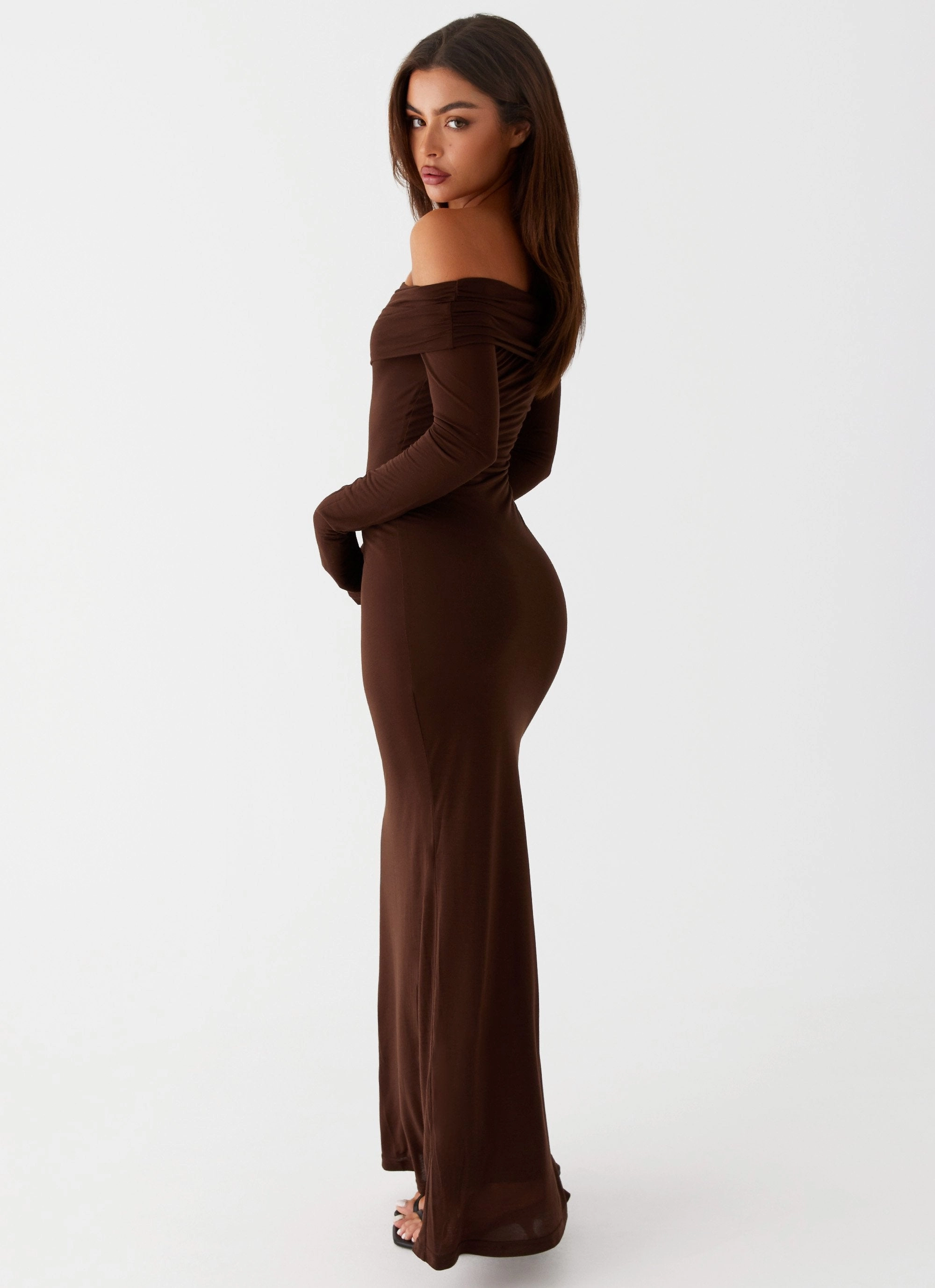Fresh Tones Fit Mood Cocoa Long Sleeve Maxi Dress - Chocolate