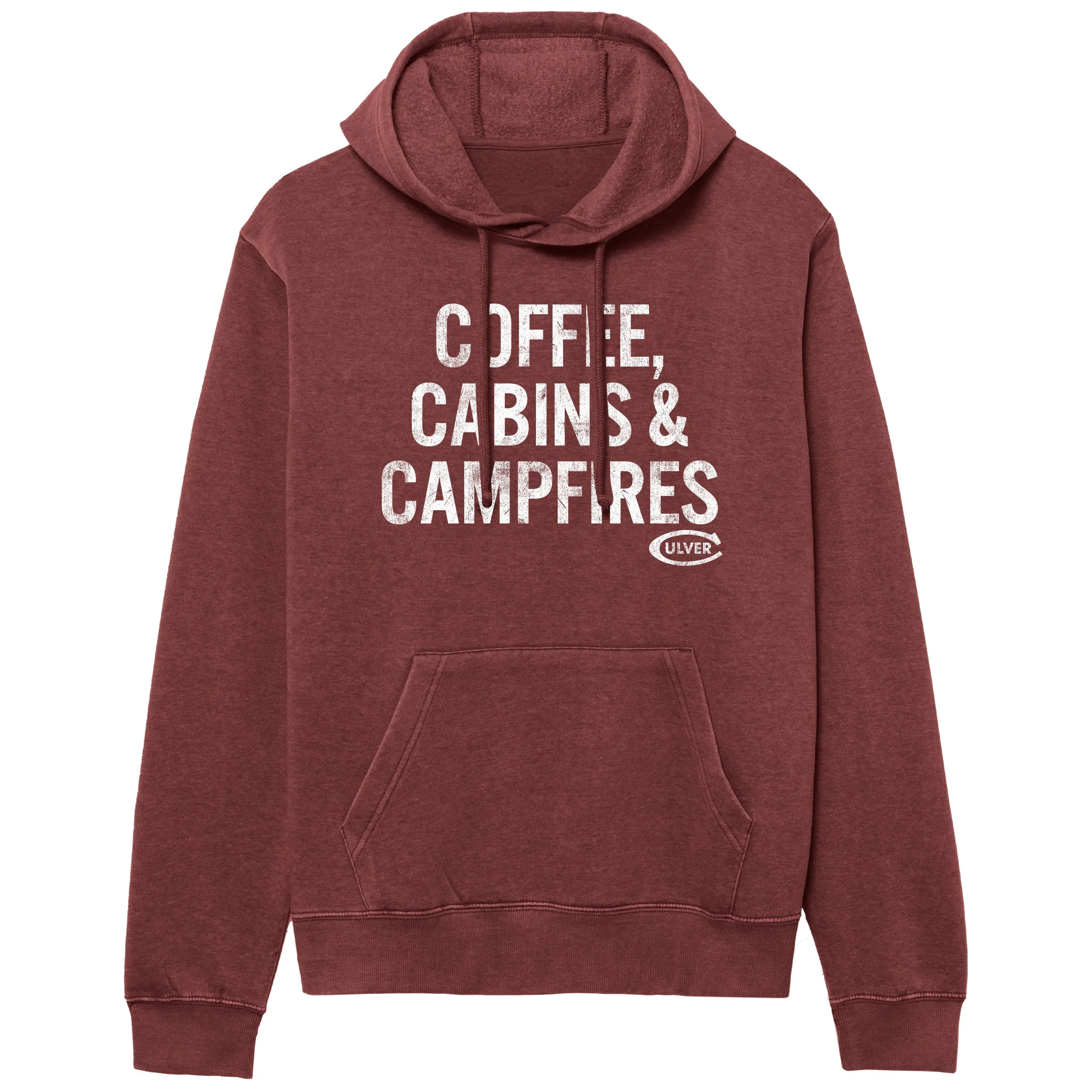 Coffee, Cabins & Campfire Weathered Fleece Crew - Heather Syrah Unisex style