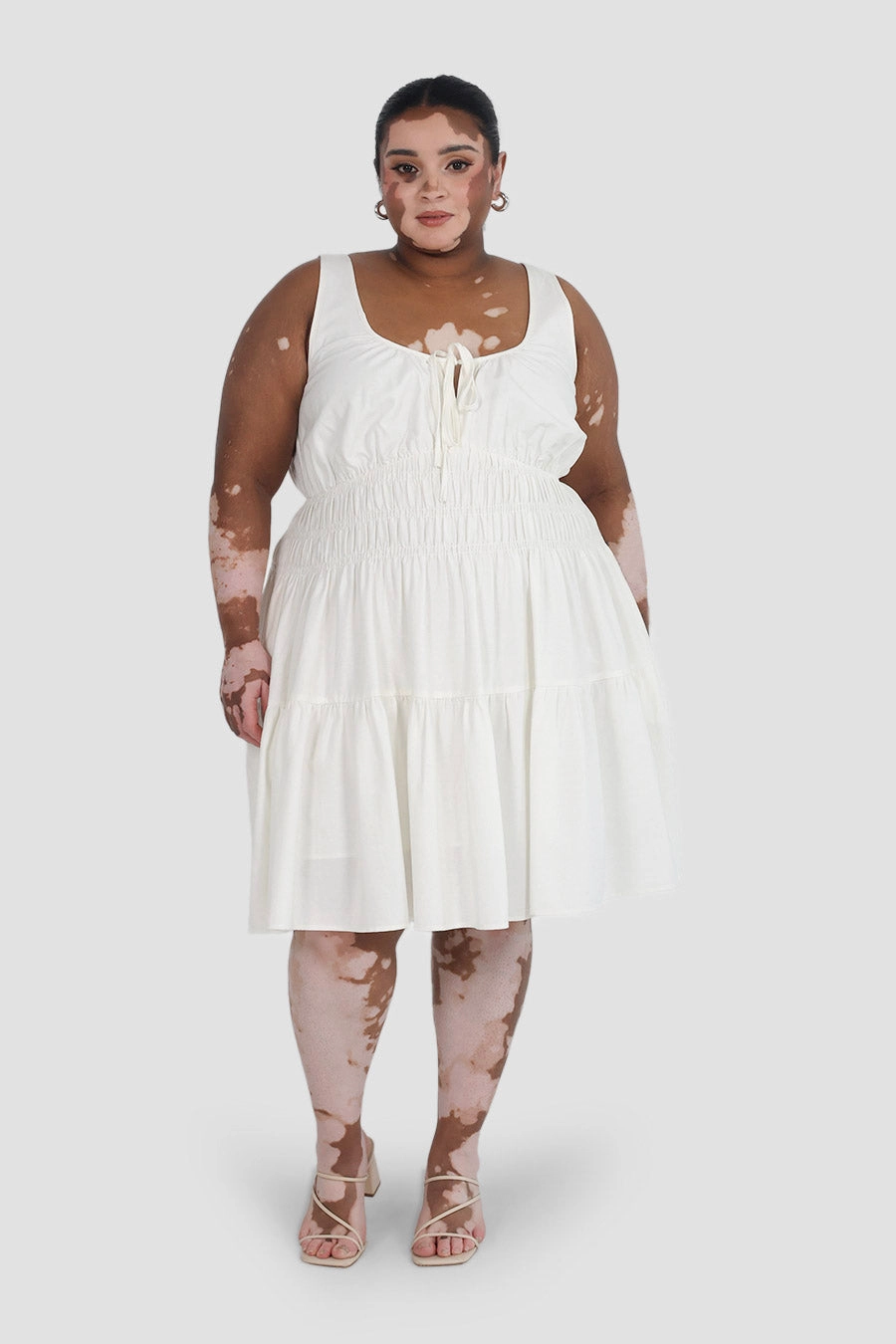 COLETTE DRESS WHITE Tulle-Overlay