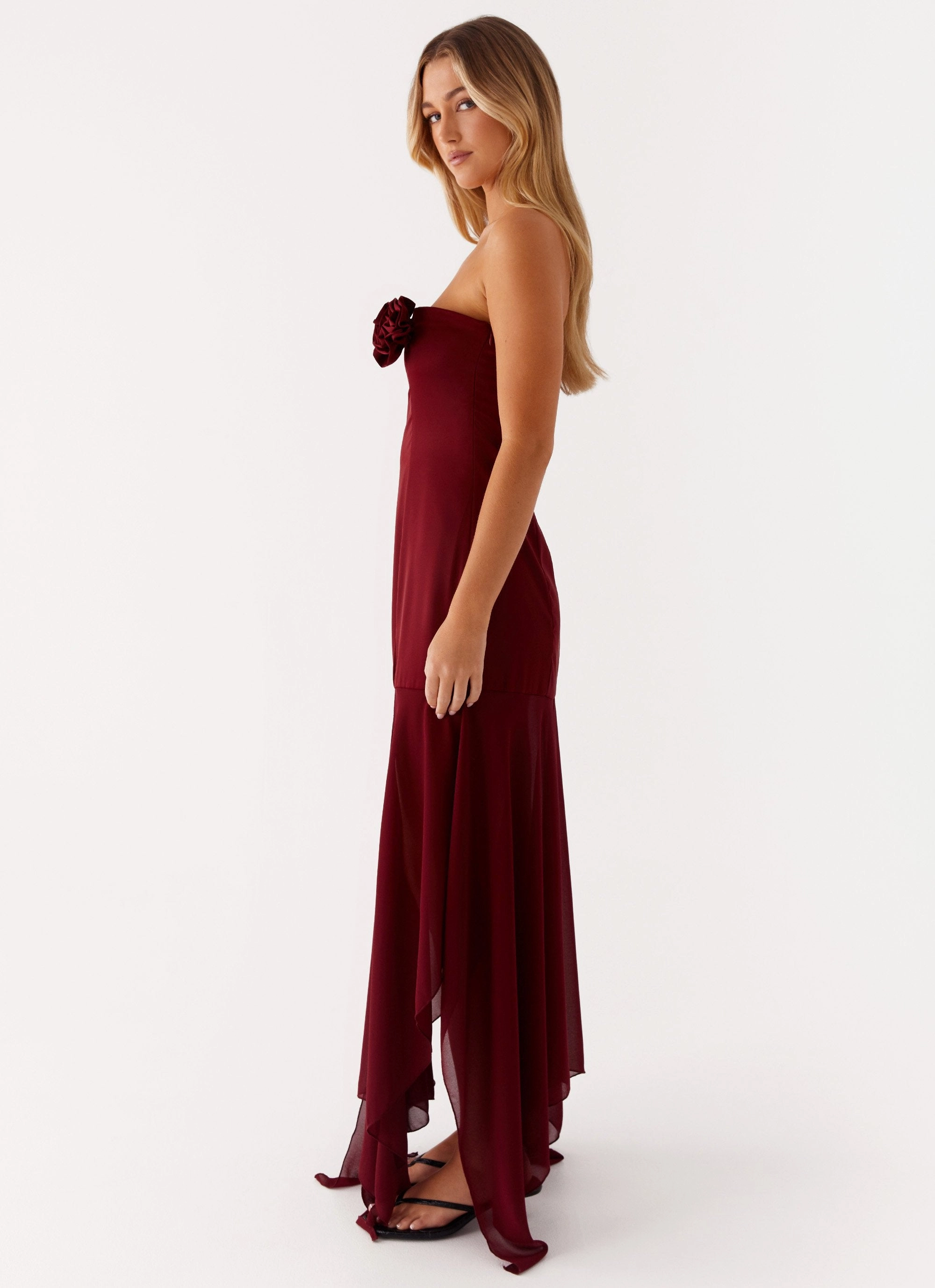 Lounge Mood Collision Satin Maxi Dress - Cherry Red