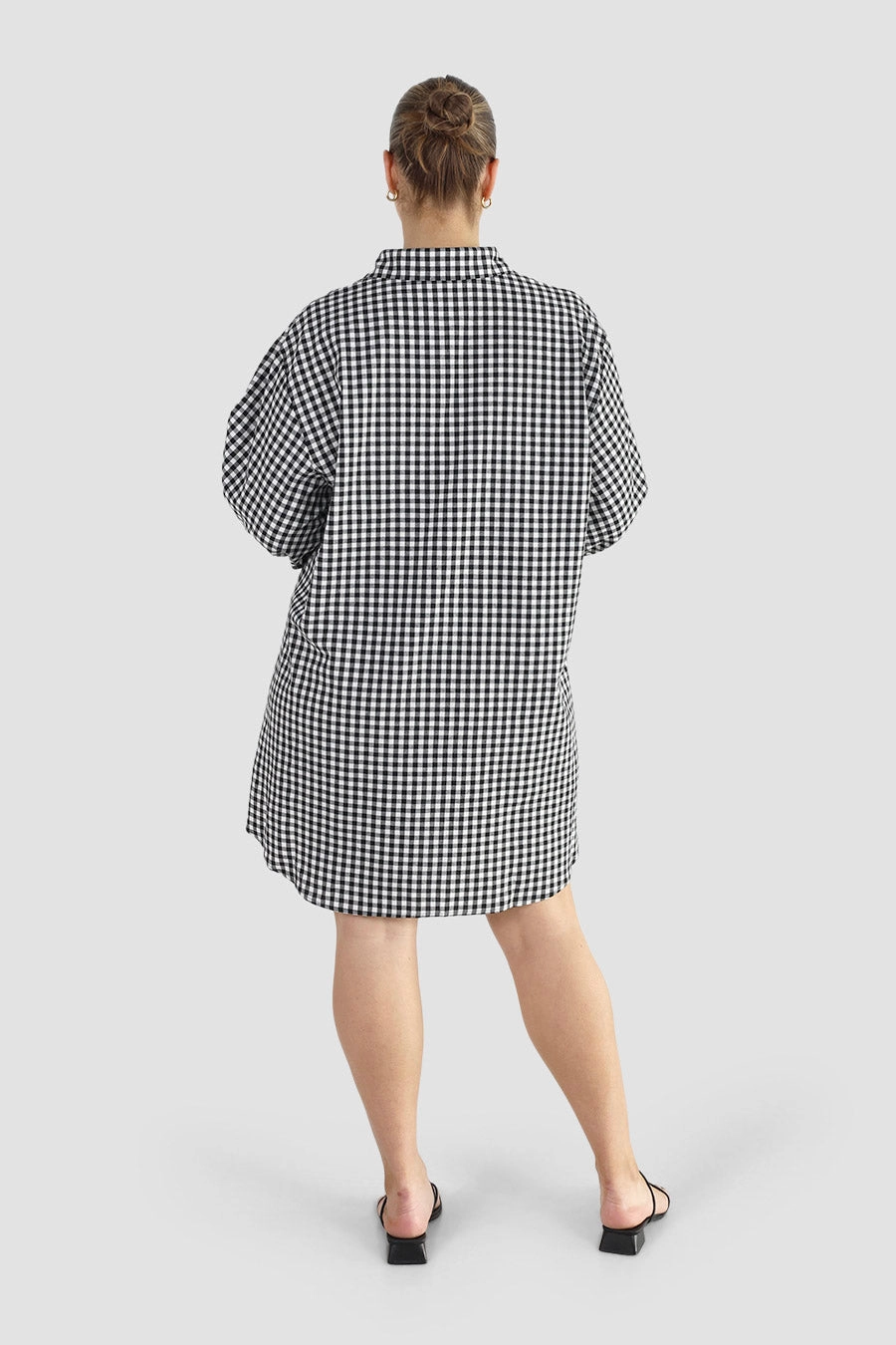 RORAN BUTTON DRESS B&W GINGHAM Summer Soft