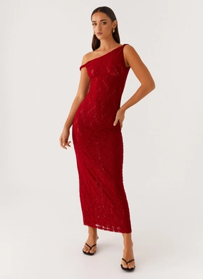 Arabella Twist Shoulder Maxi Dress - Maroon Shared Glow