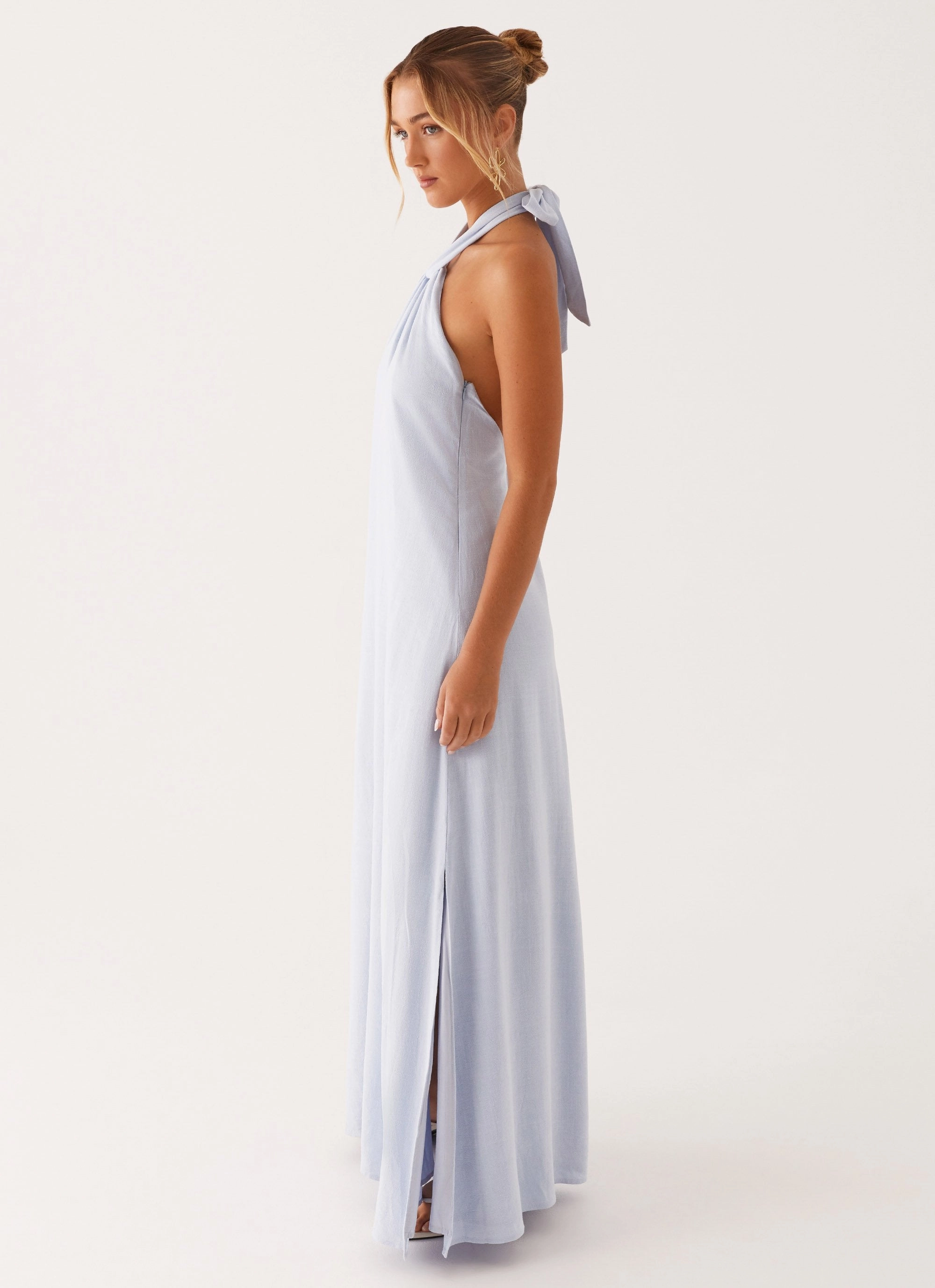 Golden Child Linen Maxi Dress - Blue Calm Flow Soft cotton blend dress