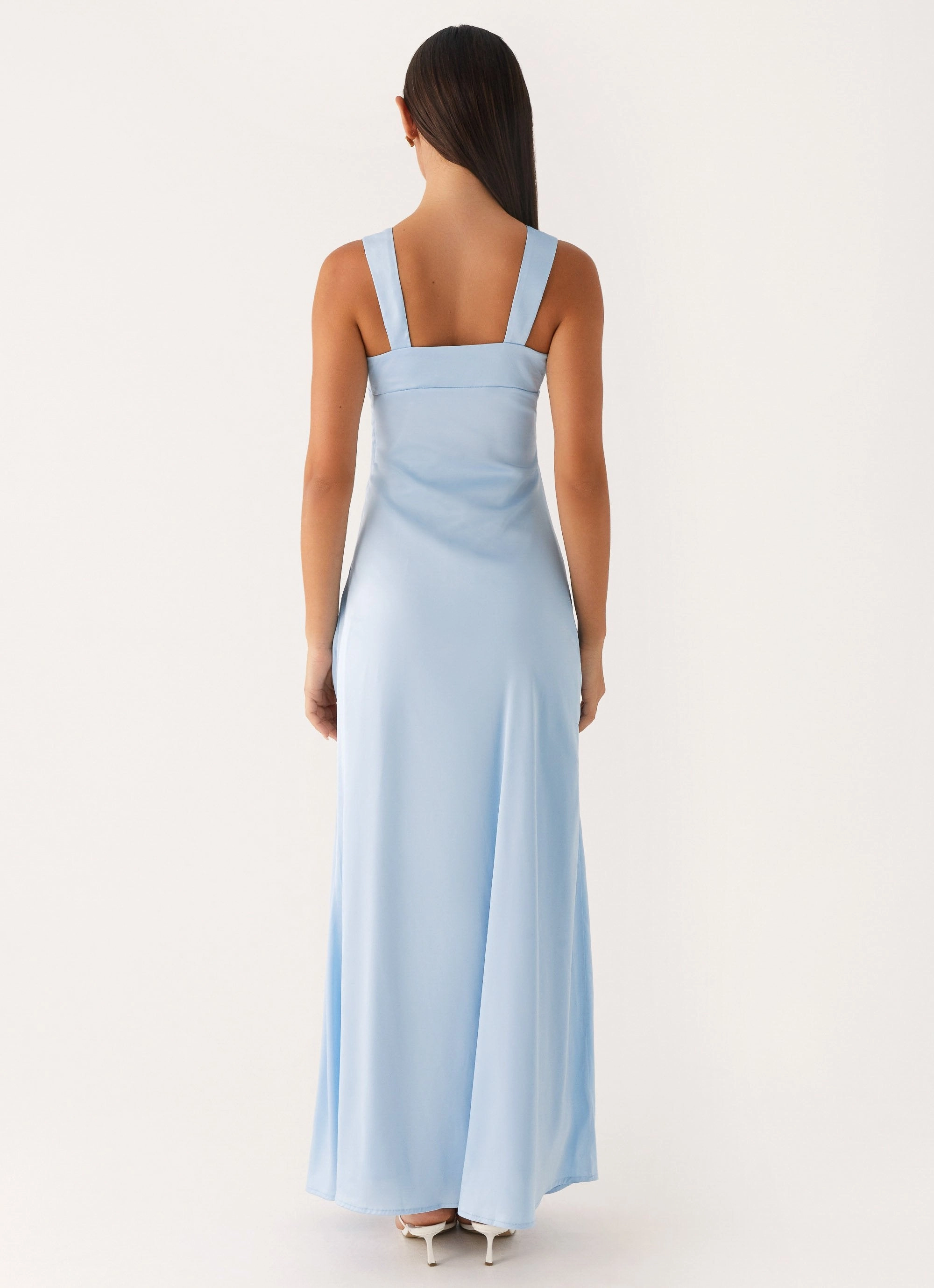 Texture Edge Relax Feel Odette Satin Maxi Dress - Blue