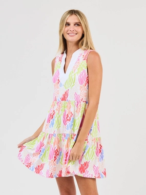 FINAL SALE - Newport Dress | Coral Cove White Grace Glow Geometric-pattern