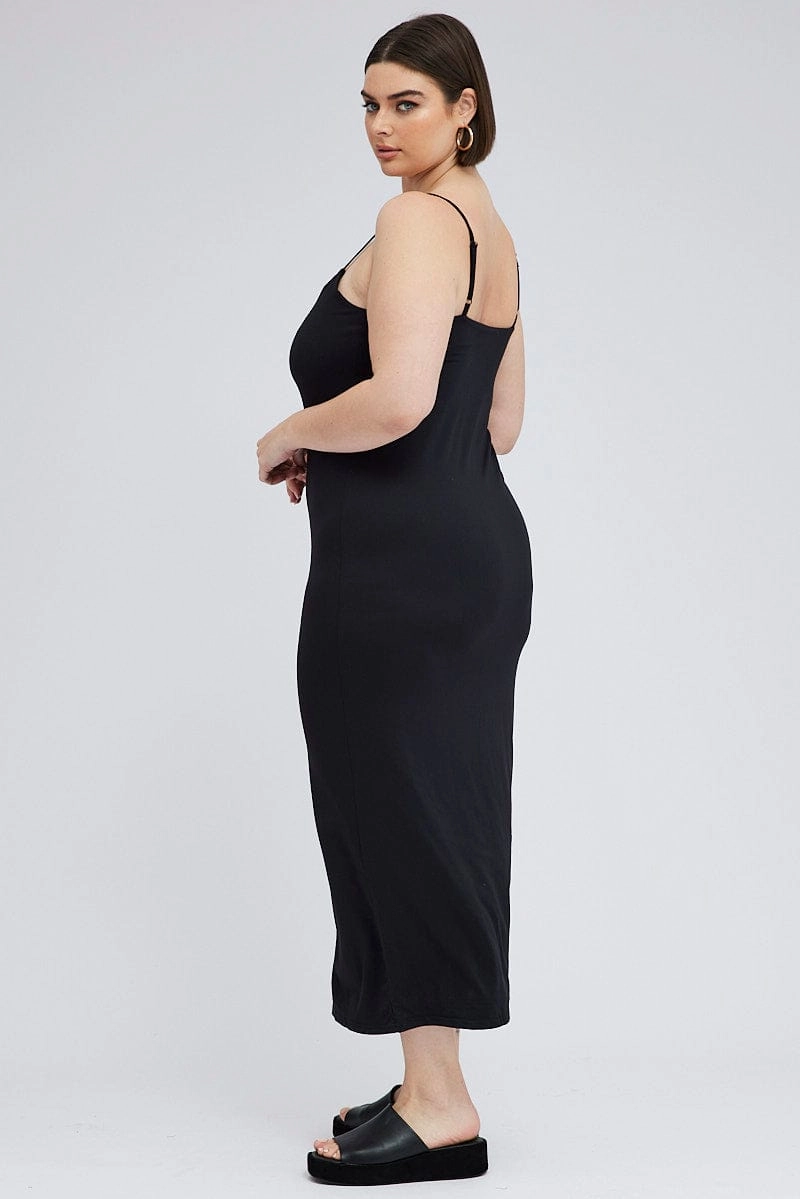 PlushLining Black Bodycon Supersoft Maxidress