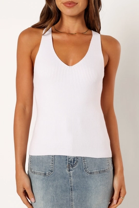 Tailored Style Emily Rib Top - White