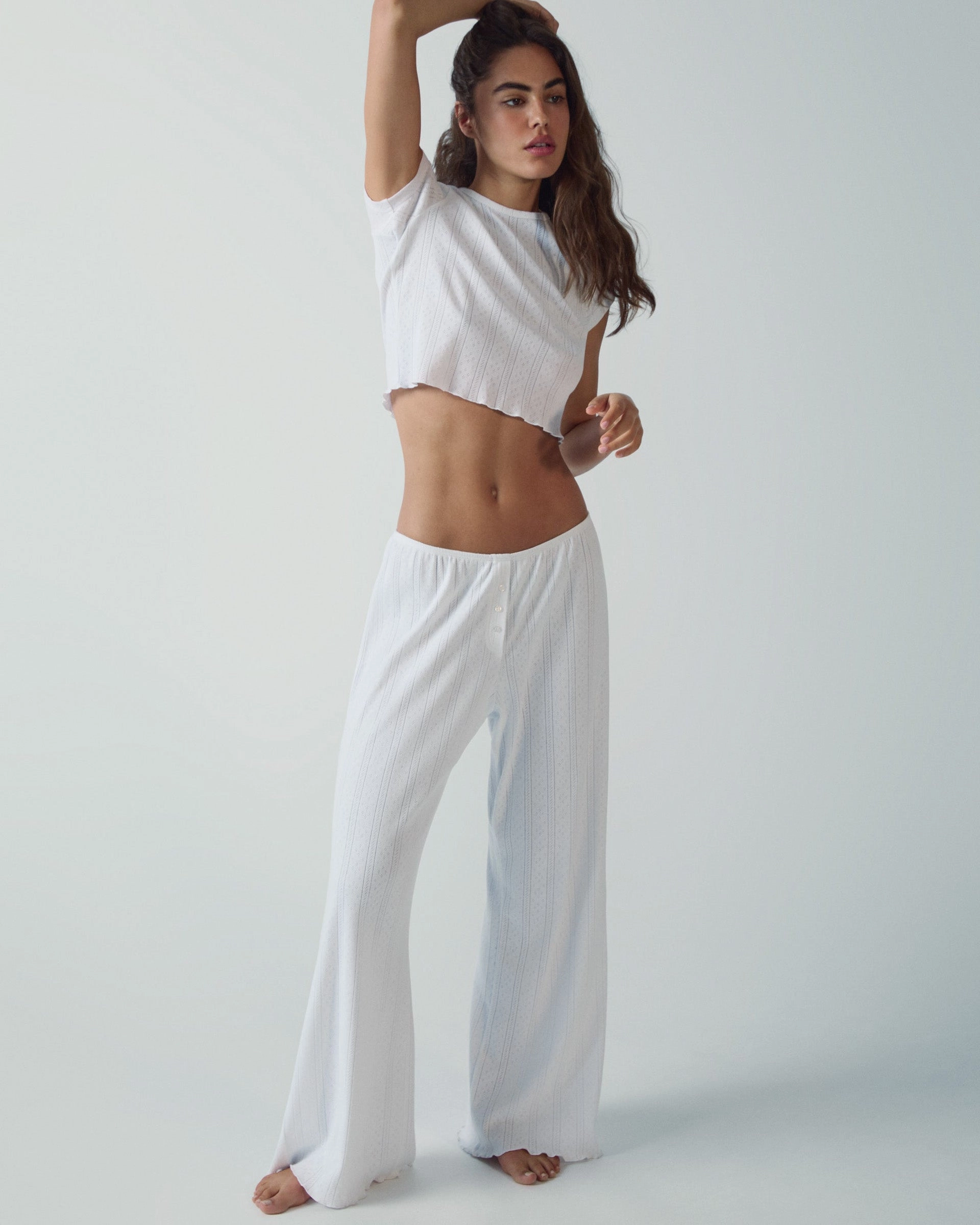 Non Irritating Pointelle Trouser - White