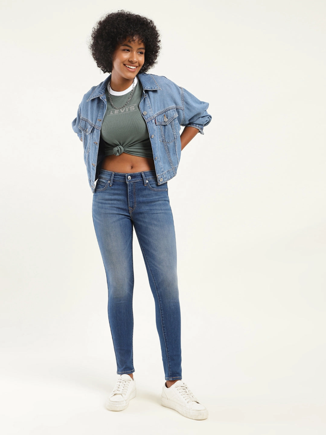 Women's 711 Blue Skinny Fit Mid Rise Jeans Sustainable Dye Methods