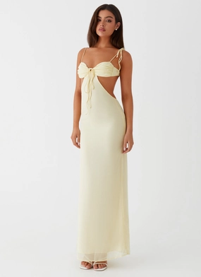 Tactile Feel Tyra Ruched Maxi Dress - Yellow
