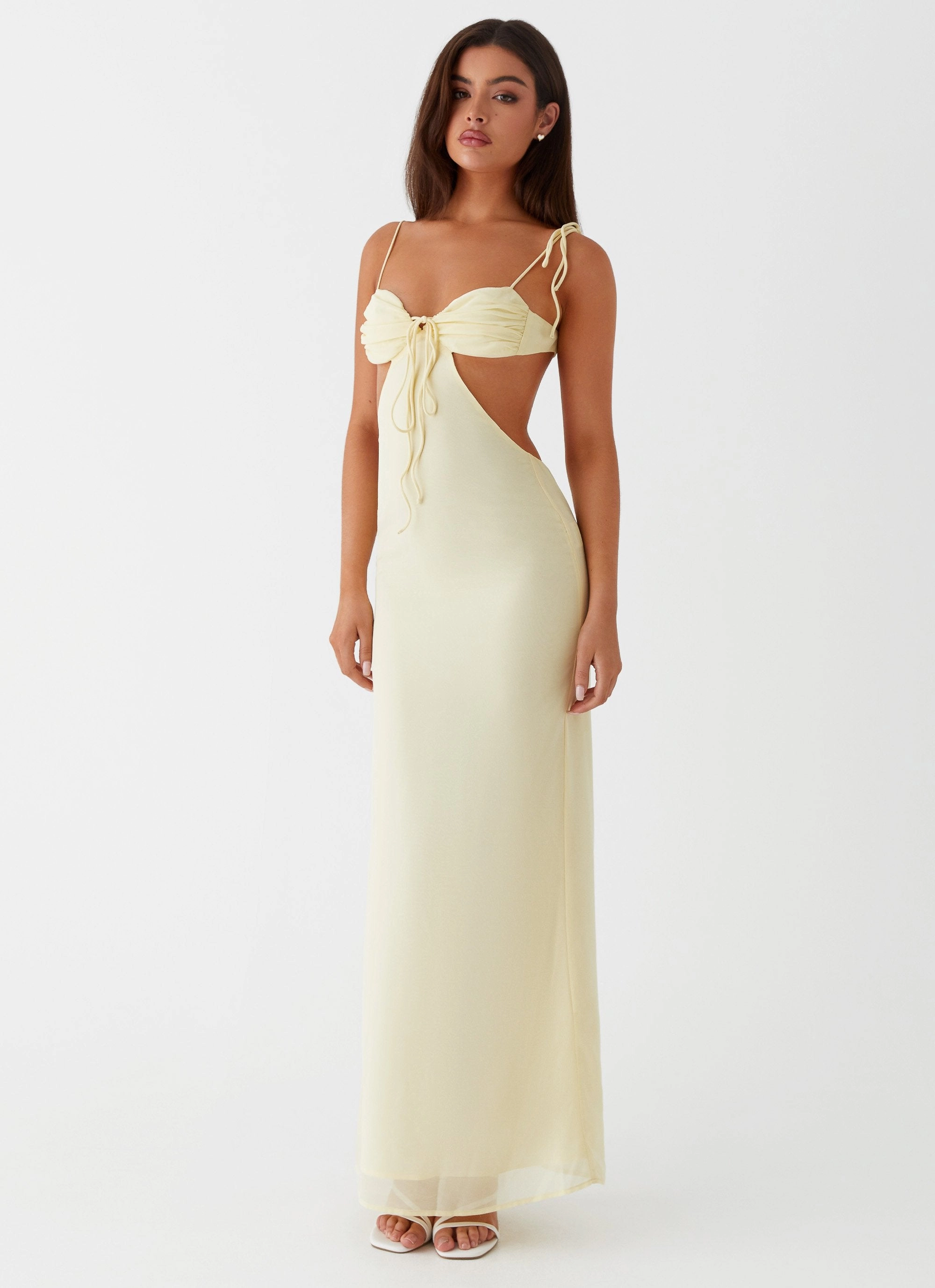 Tactile Feel Tyra Ruched Maxi Dress - Yellow