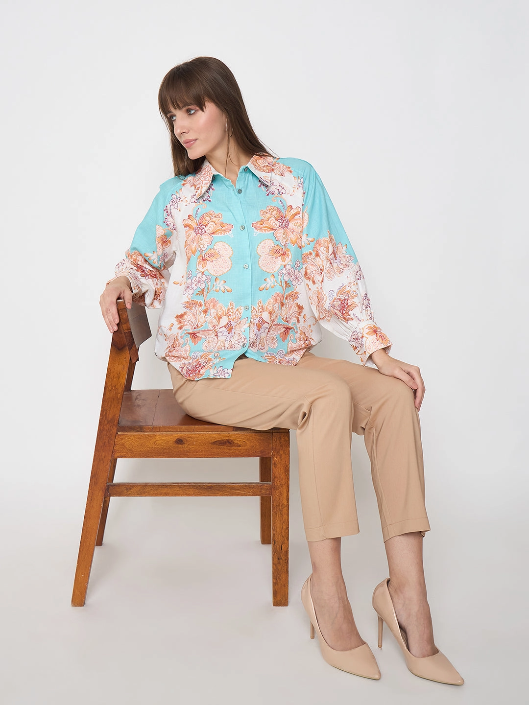 Breathable Wear Fit Madame Alex Waist Belt Detail Solid Beige Trousers