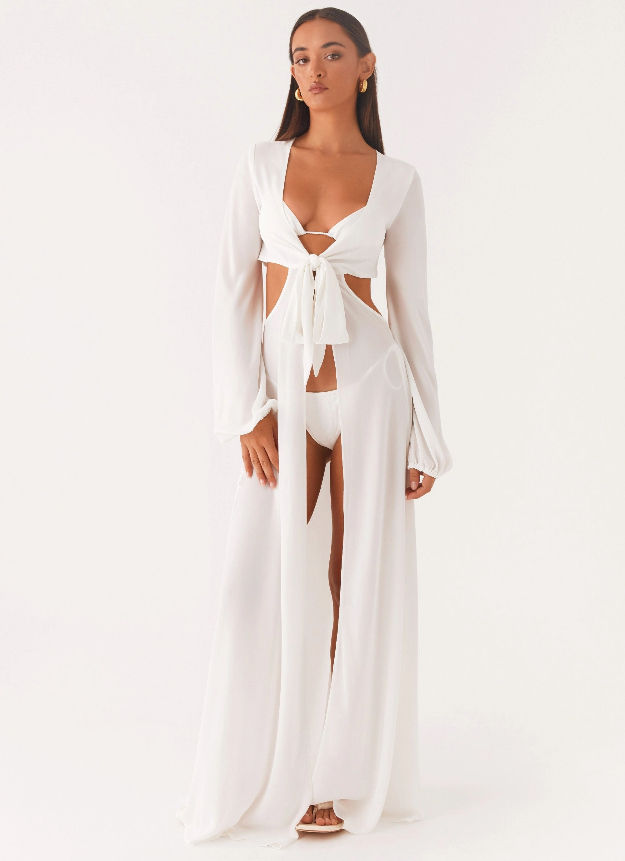 Coastal Maxi Dress - White Color Soft