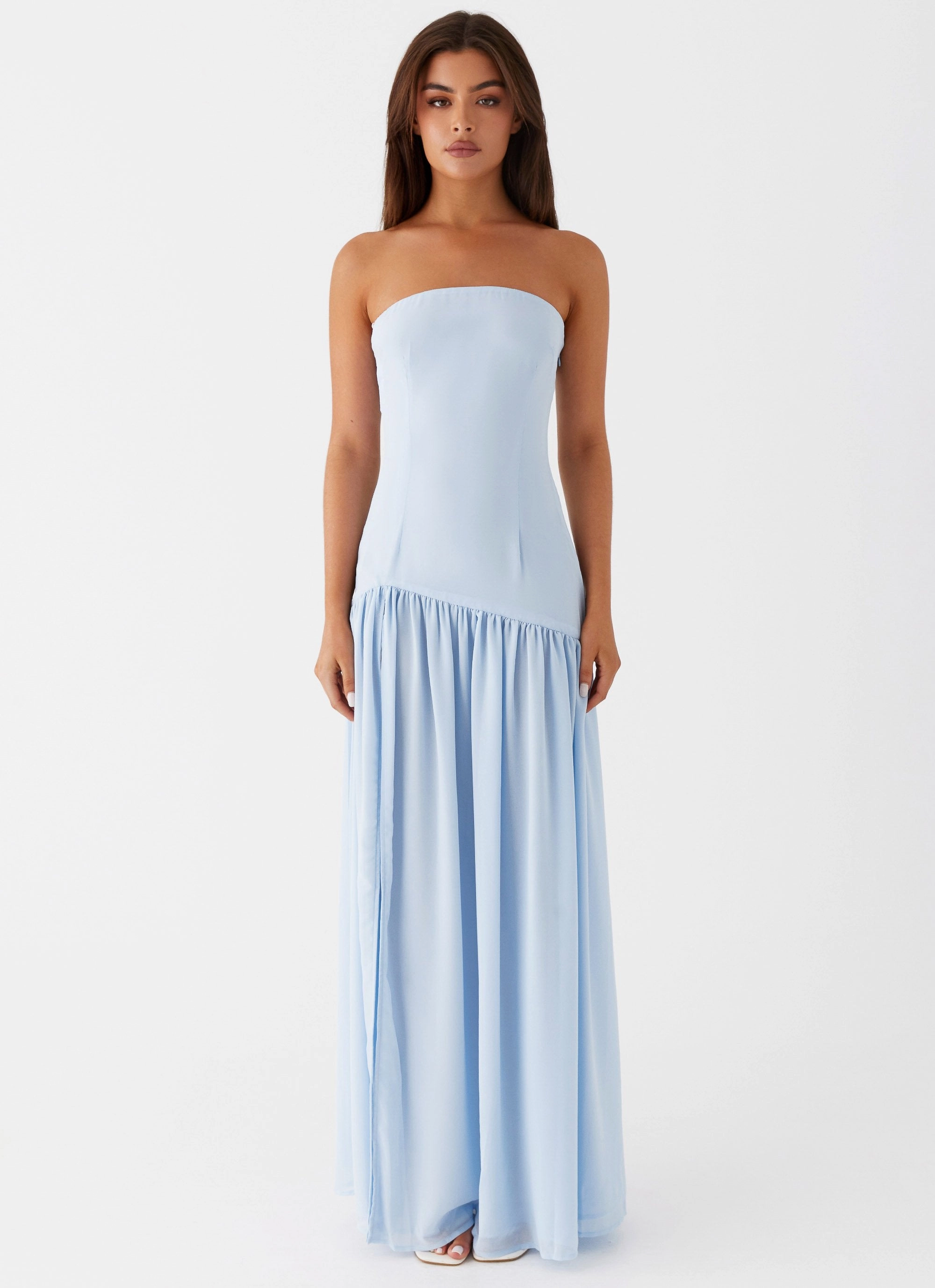 Eden Strapless Maxi Dress - Blue Bold Pattern Date Nightwear