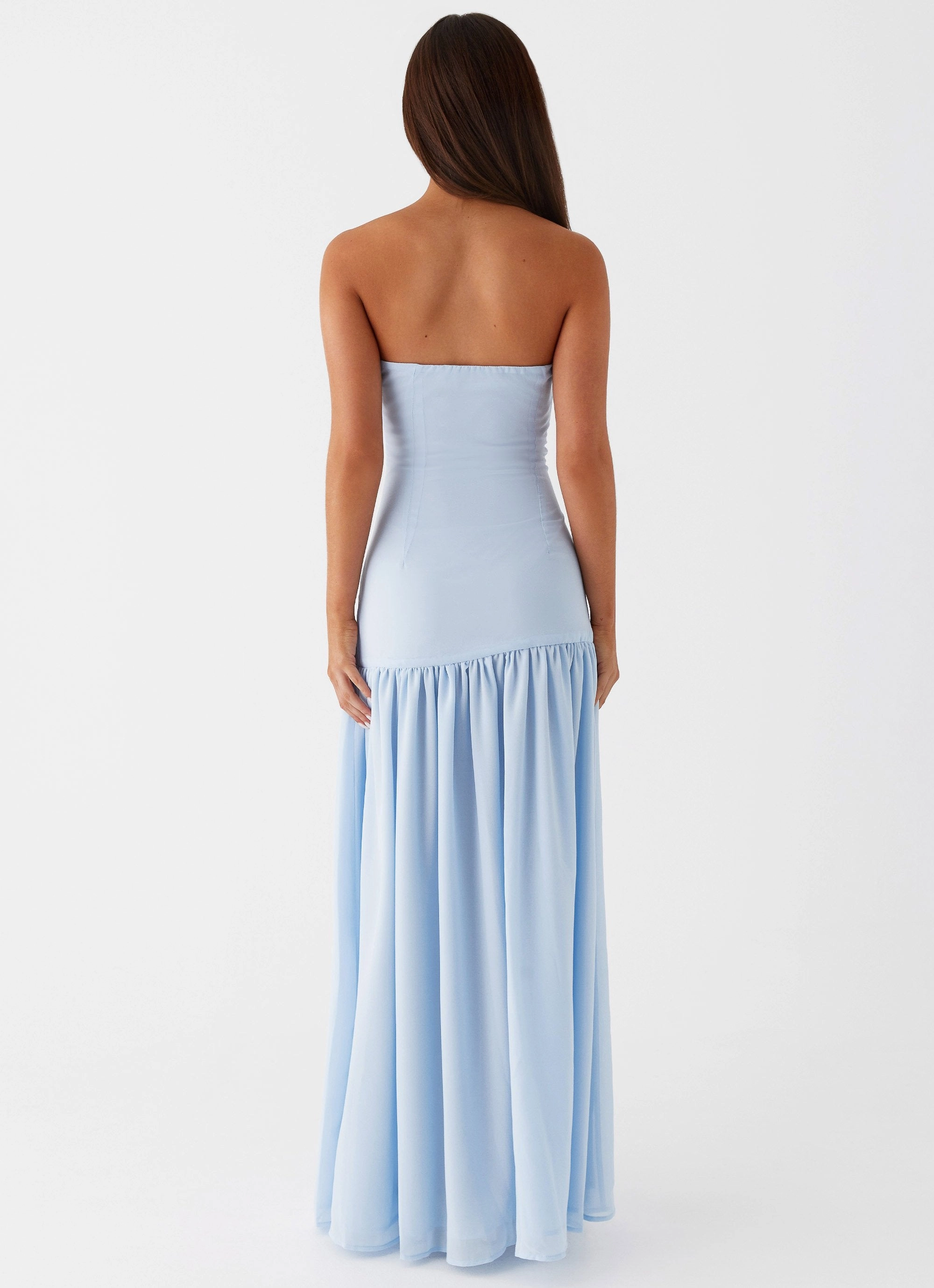Eden Strapless Maxi Dress - Blue Natural Drape Perfect Cut