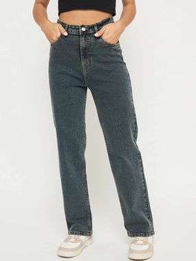 Madame Acid Wash Tinted Yellow Cotton Blend Jeans Stylish Vibrant