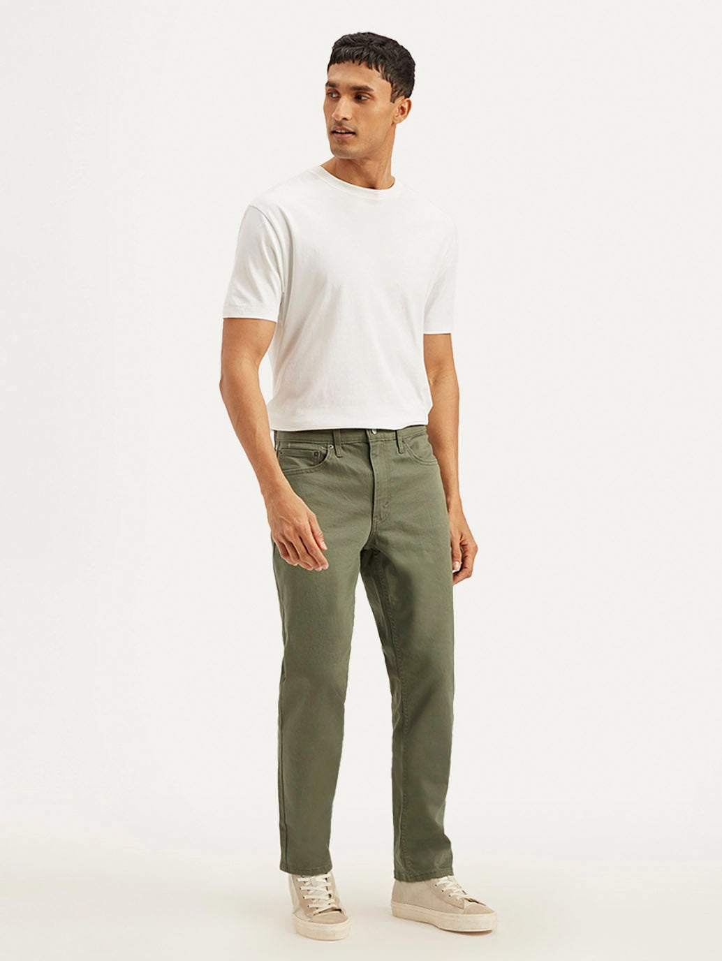 Chic Design Style Men's 541 Olive Green Athletic Tapered Fit Mid Rise Jeans