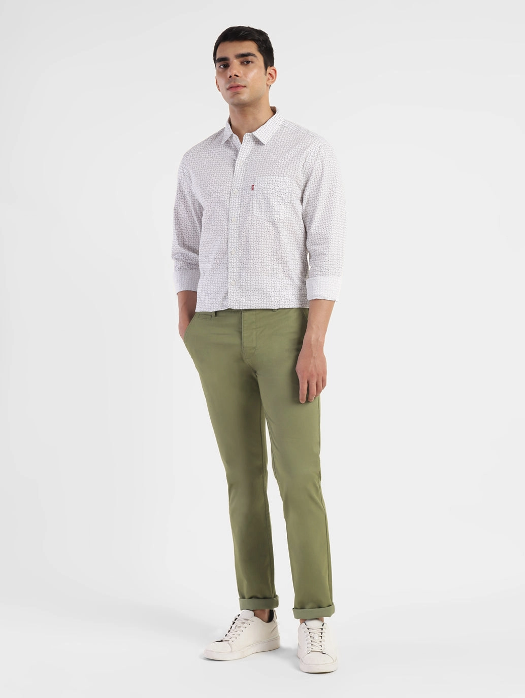 Men's Green Slim Fit Trousers Soft Feel