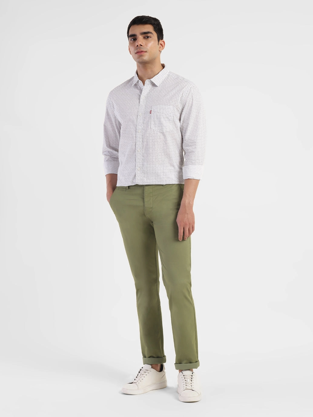 Low Bulk Men's Green Slim Fit Trousers
