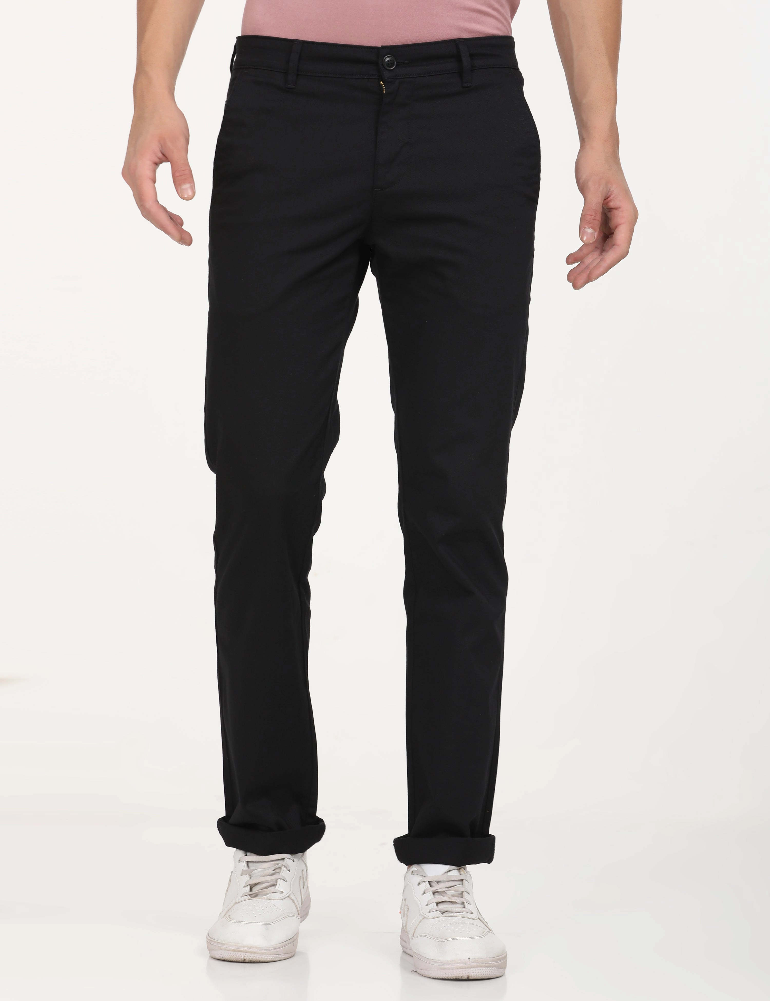 Men's Black Slim Fit Chinos Layering Piece Relax Fit Wear