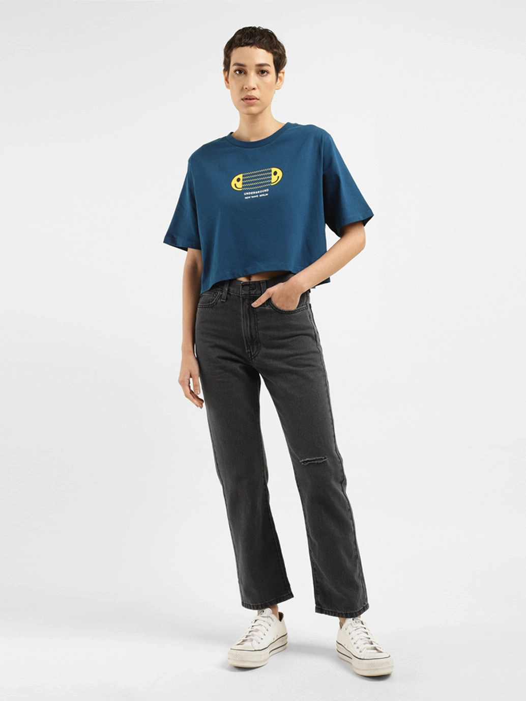 Women's Black Wedgie Straight Fit High Rise Jeans Style Match Relaxed Taper