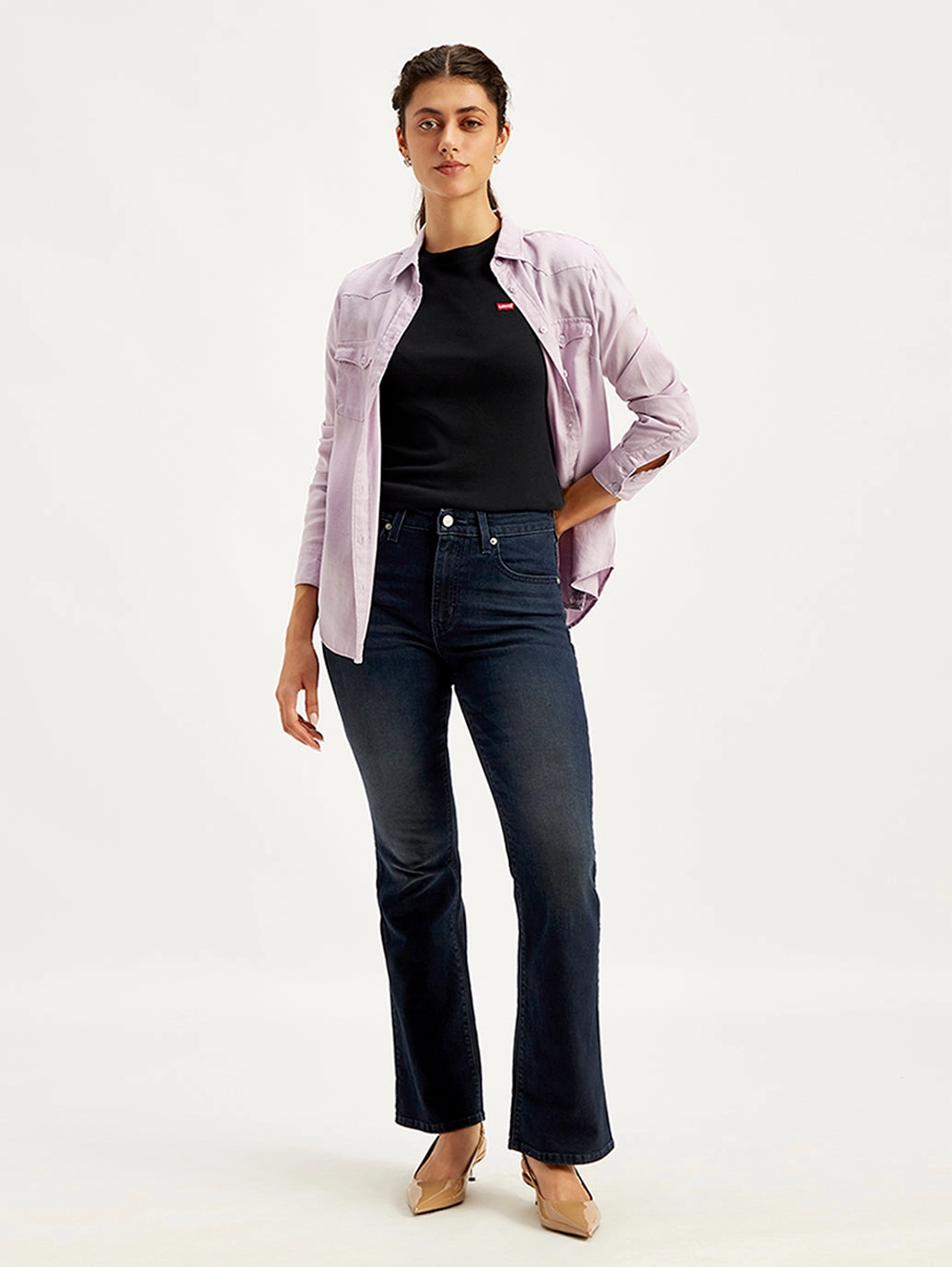 Workwear Ready Women's 725 Navy Blue Flared Fit High Rise Jeans