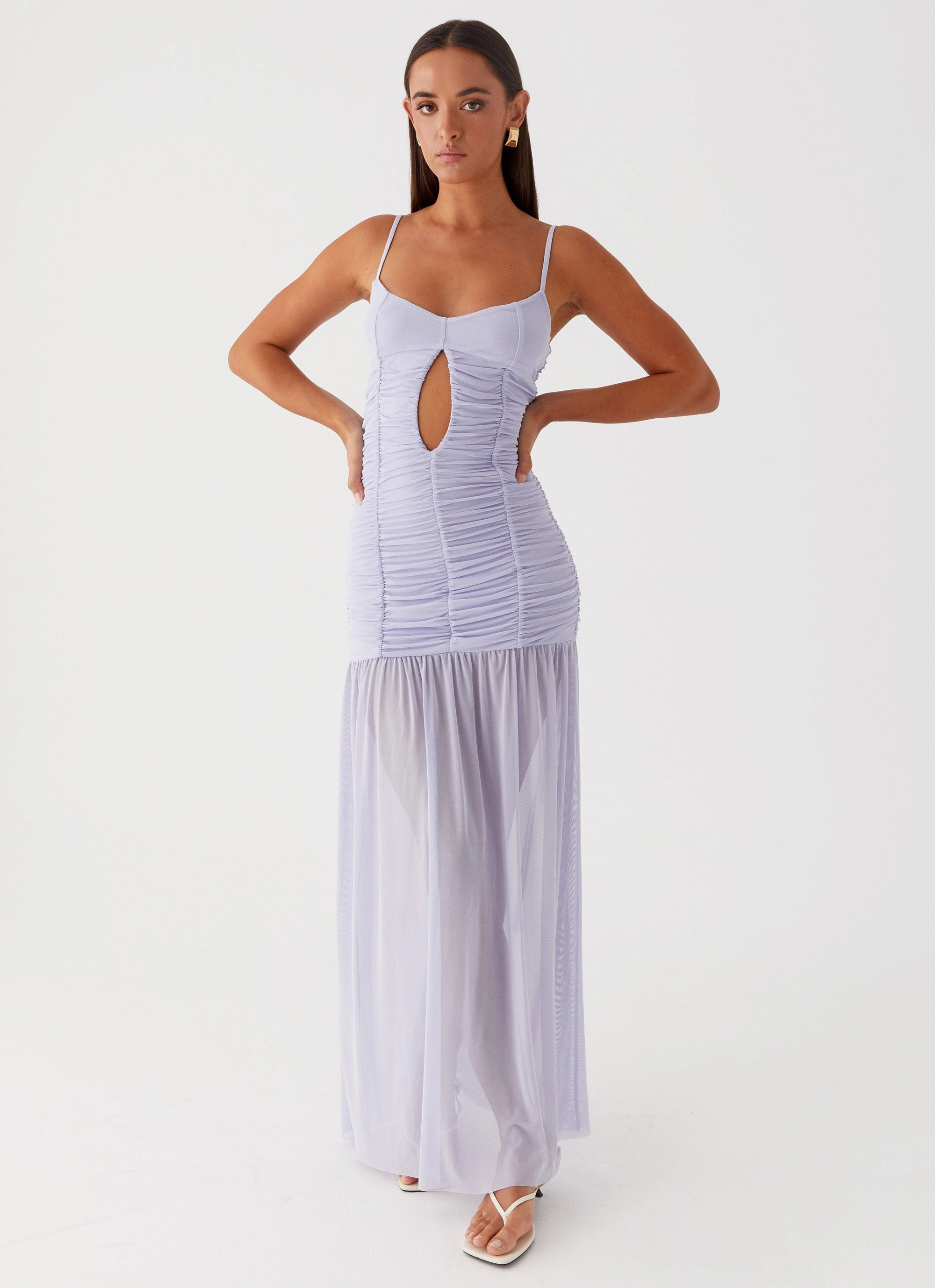 Constance Mesh Maxi Dress - Lavender Vacation Vibe Sleek Tone