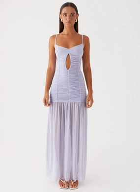 Work Chic Knot-Detail Constance Mesh Maxi Dress - Lavender