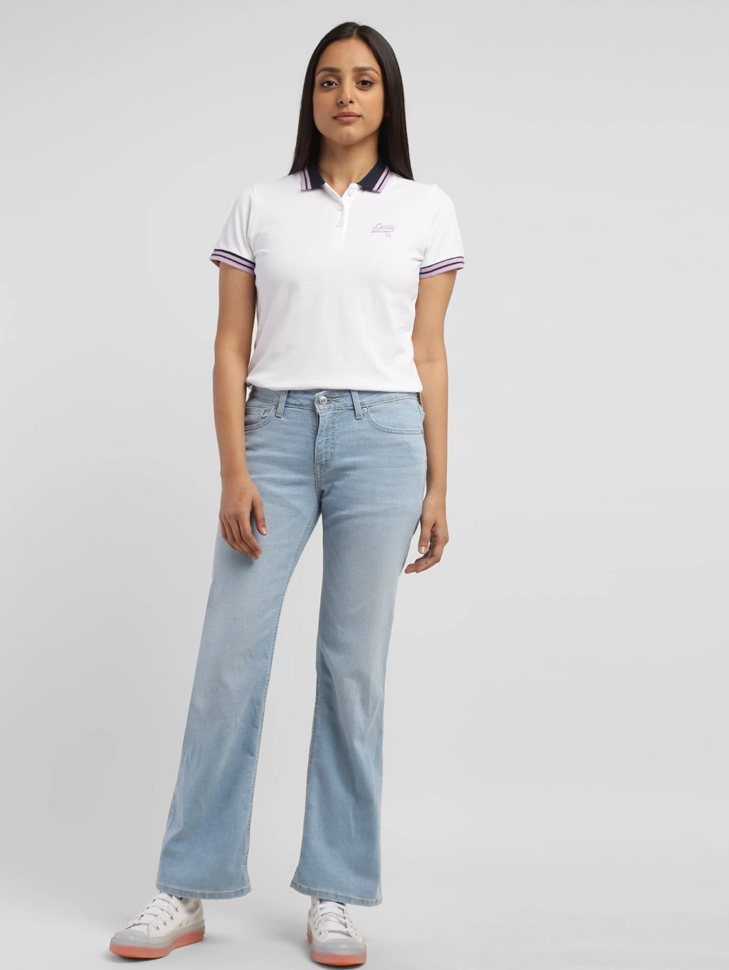 Quality Wear Women's Blue Bootcut Fit Mid Rise Jeans