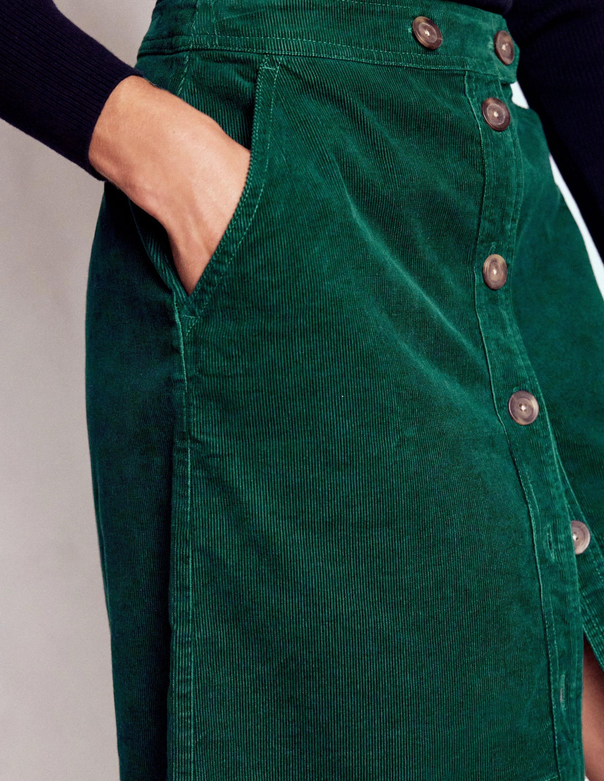 Friction Free Spring Brunch Cecelia Cord Skirt-Emerald Night