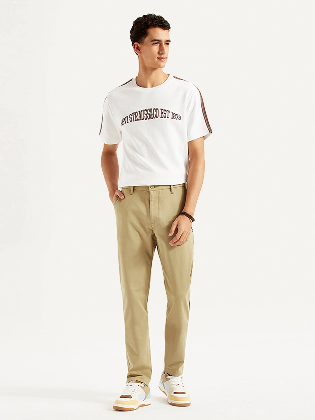 Simple Utility Men's Beige Slim Fit Tech Pant Chinos