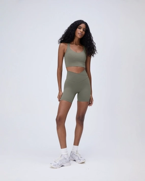 On-The-Go Style Ultimate Wrap Over Crop Shorts - Olive Green