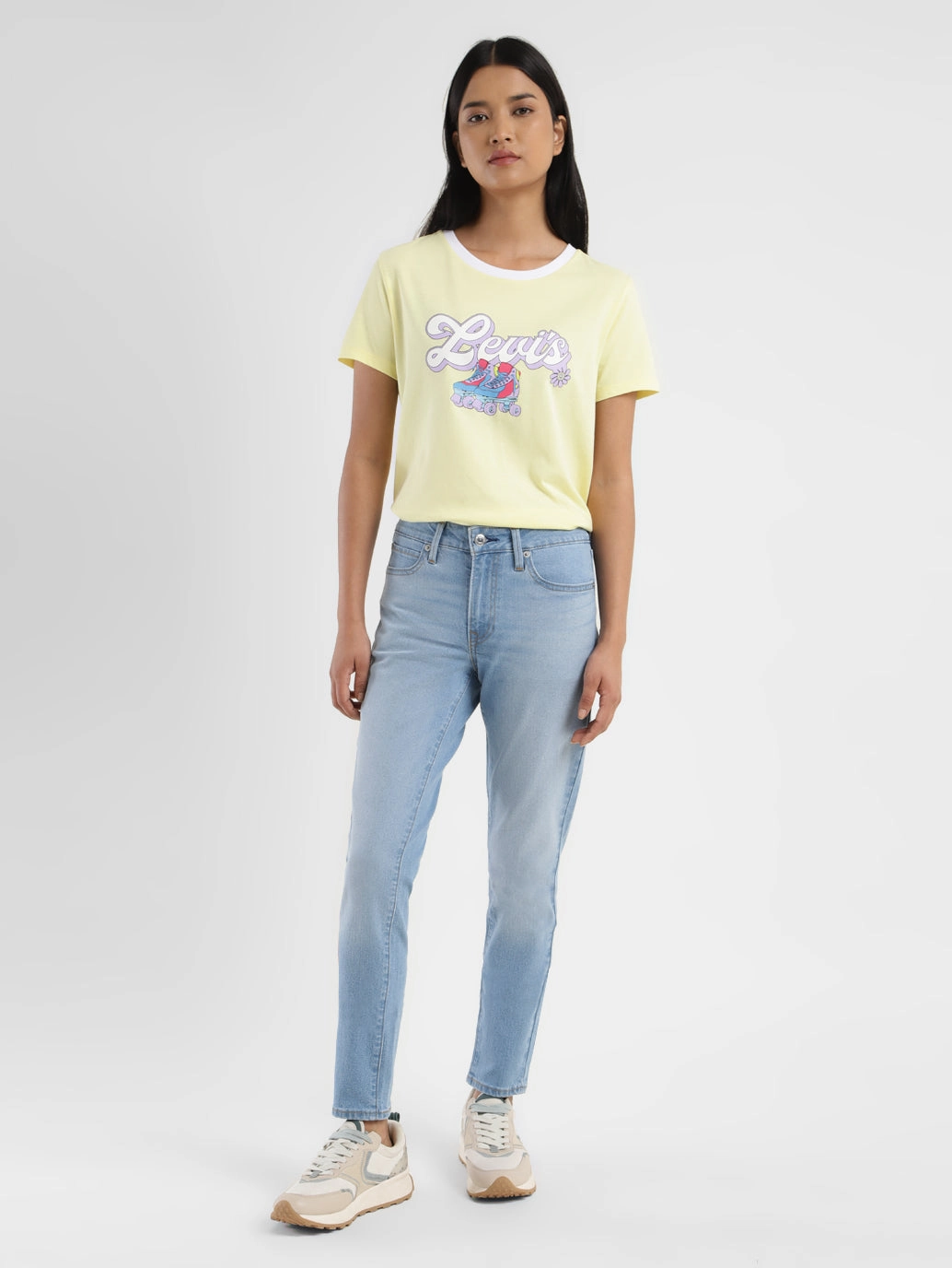 Parent Style Evening Stroll Festival Outfit Stretch Fabric Women's 711 Blue Skinny Fit Mid Rise Jeans