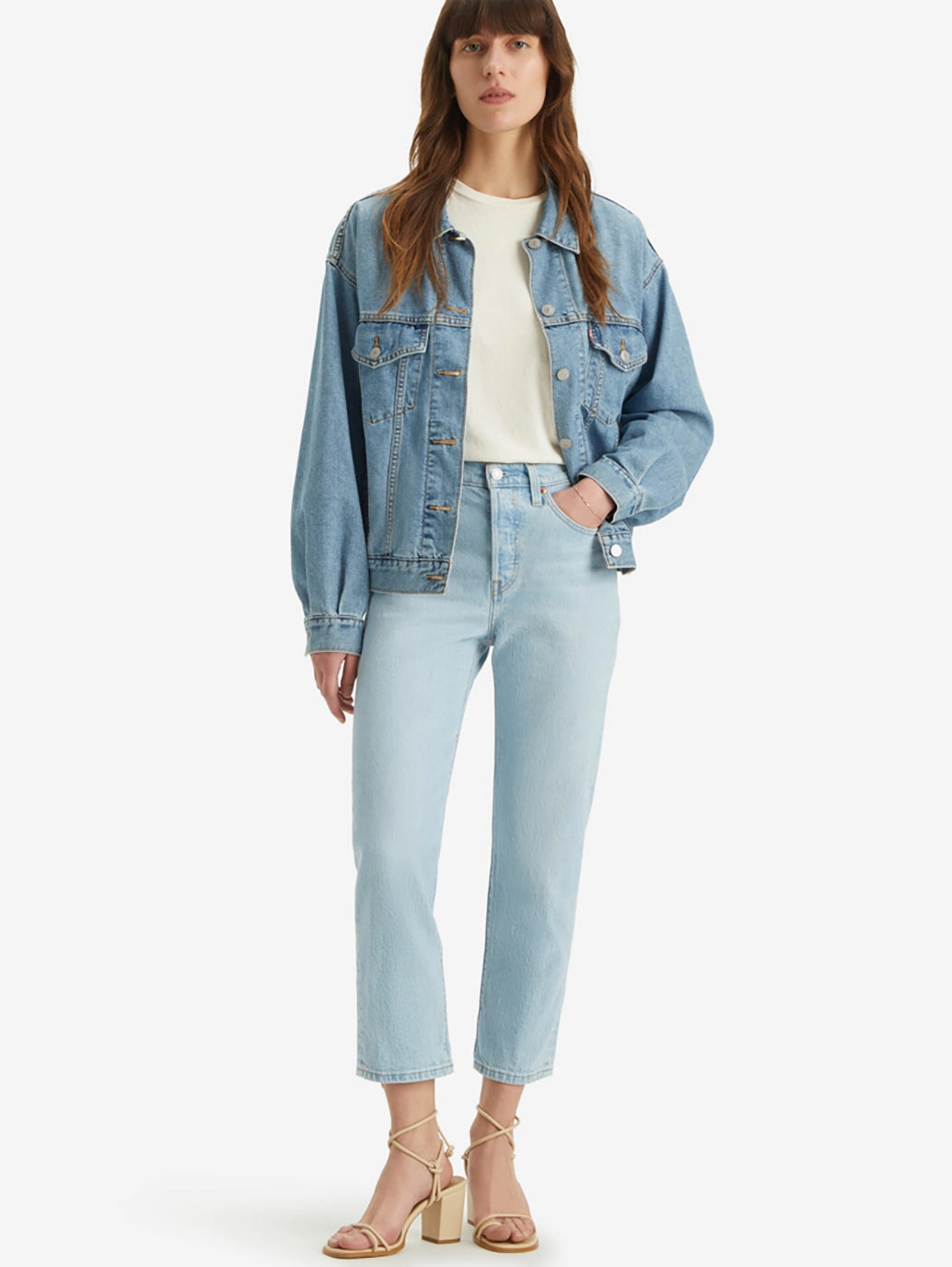 Women's 501 Blue Straight Fit Mid Rise Jeans Comfy Tailoring Everyday Vibrant