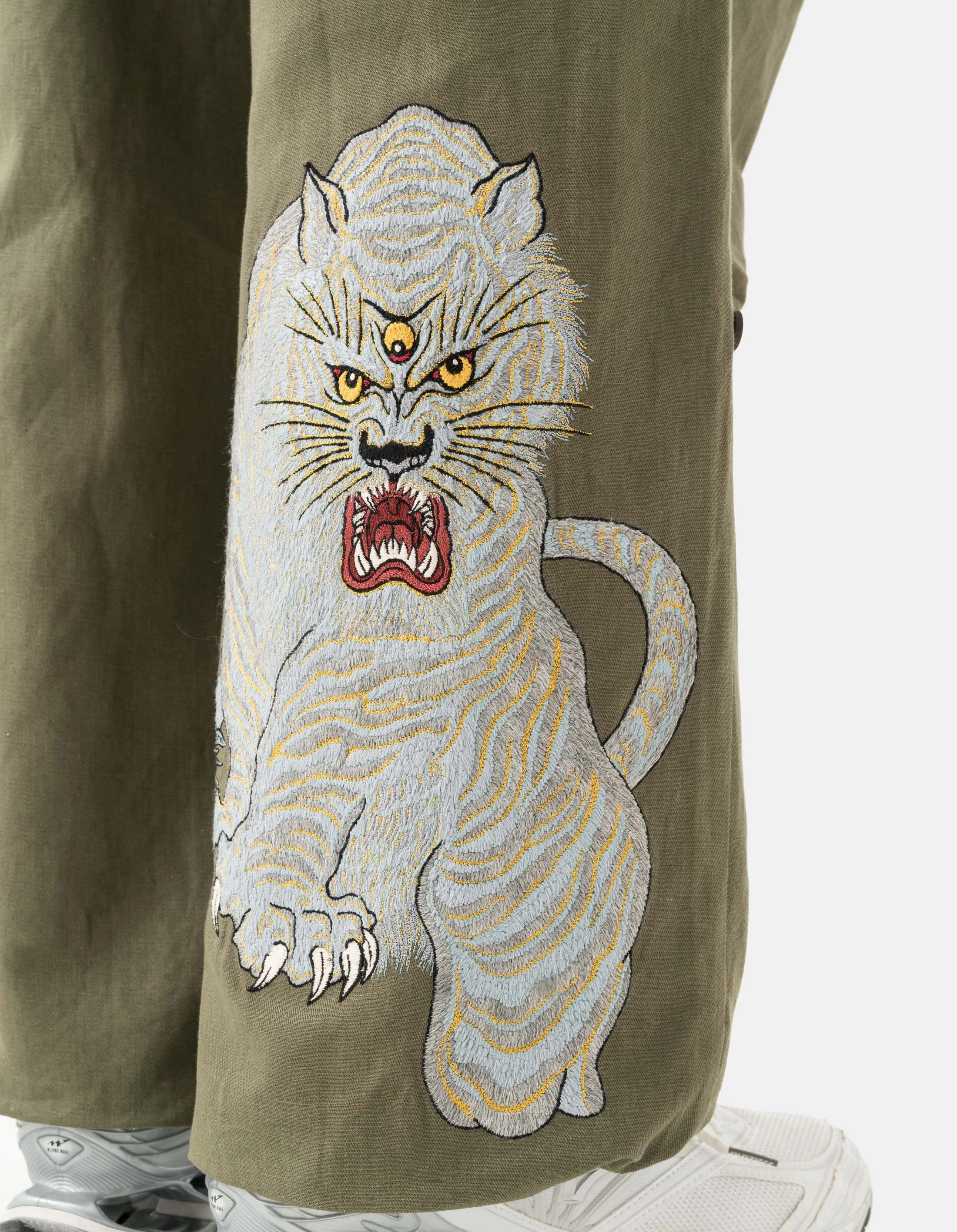 Eco Friendly Fabric 7094 Sno Panters Embroidered Loose Snopant? Olive OG-107F