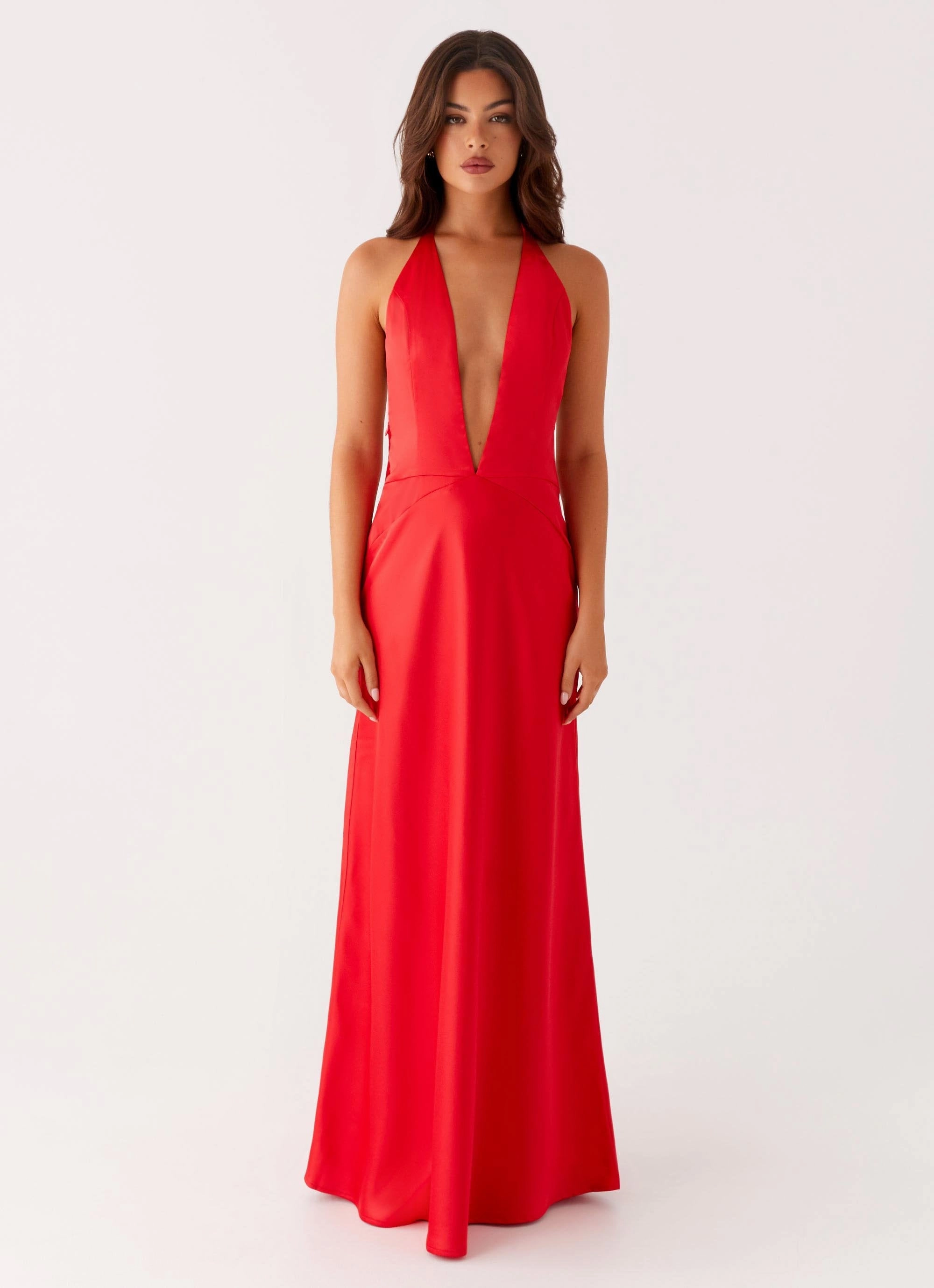 Bold Structure Idol Maxi Dress - Red