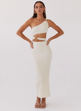 North Haven Maxi Dress - Ivory Wave Fine Texture Versatile-Style
