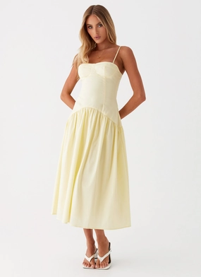 Yvette Corset Midi Dress - Yellow Comfortable shift dress Cozy Comfort