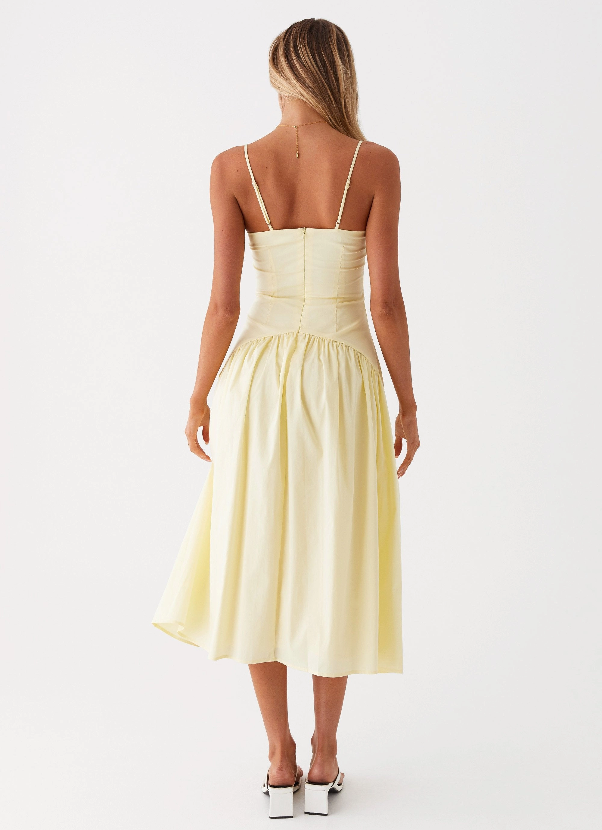 Elegant Vibe Yvette Corset Midi Dress - Yellow
