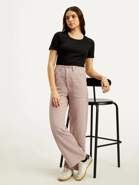 Women's High Rise Purple Loose Fit Trousers Active Flex