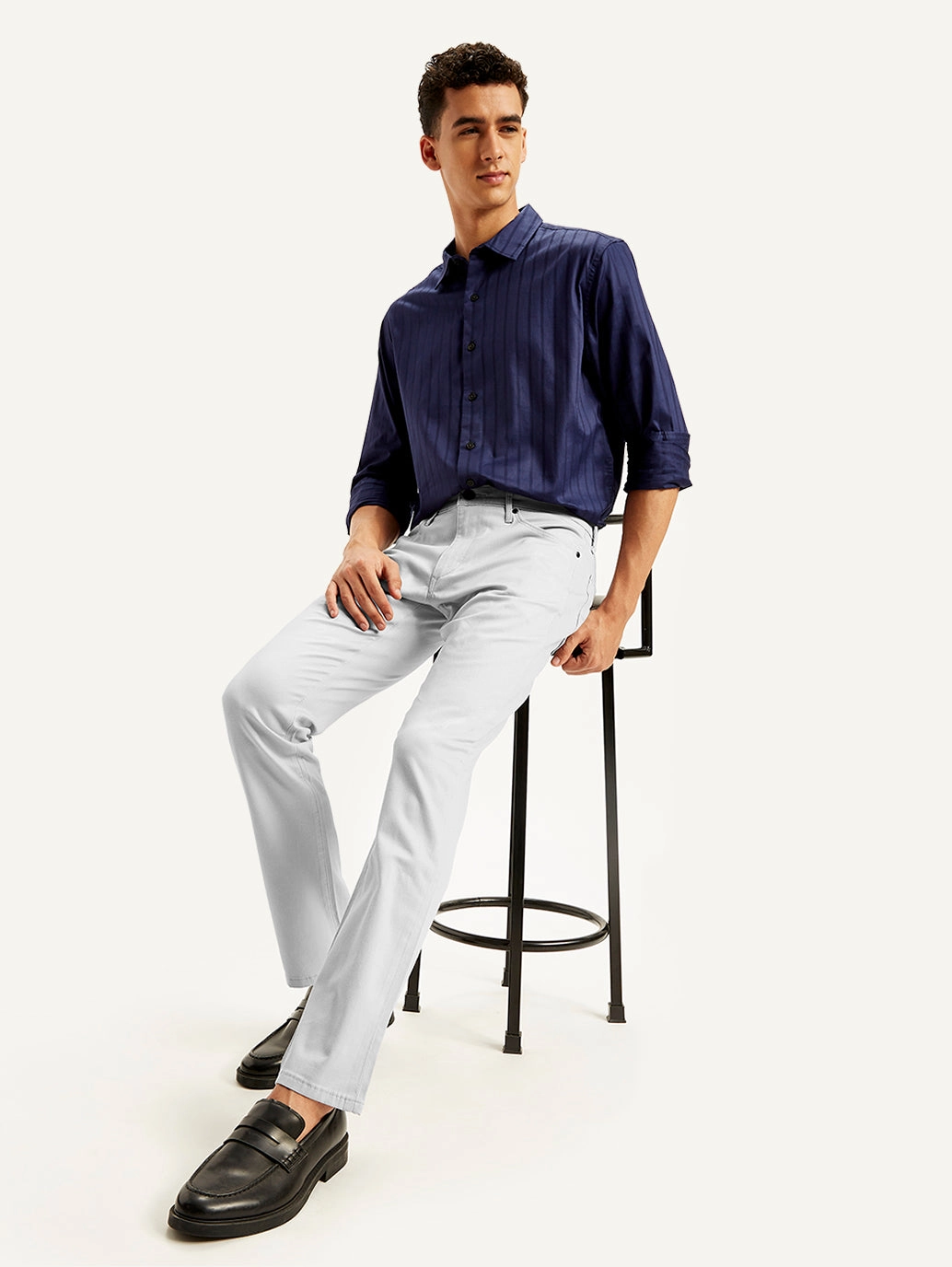 Men's Redloop 511 Light Grey Slim Fit Mid Rise Jeans Casual Essentials