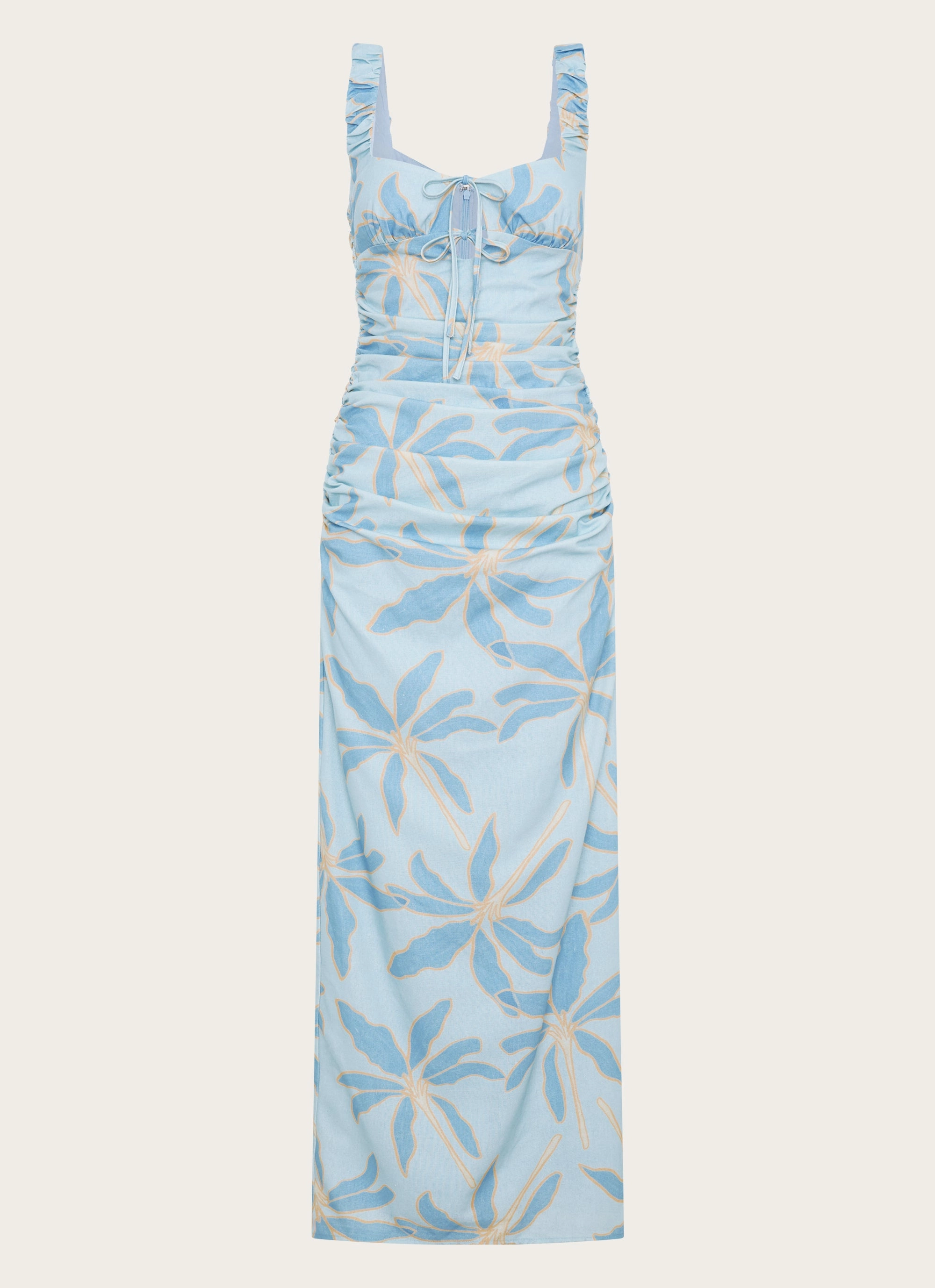 Cosmic Love Ruched Maxi Dress - Opulent Blue Winter Classic Form Fit