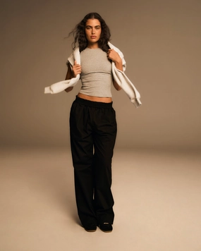 Cotton Pull on Pants - Black ComfortFit