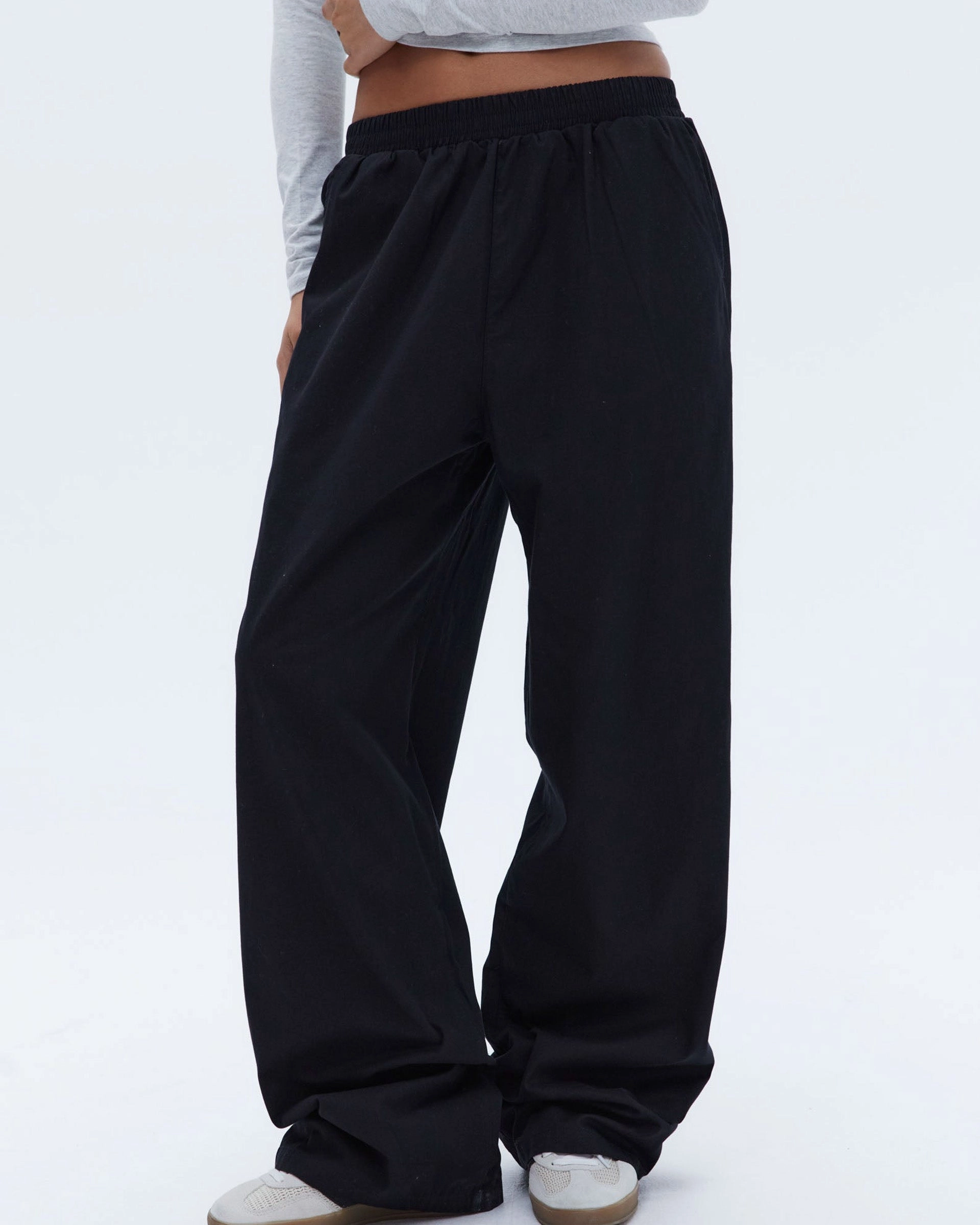 Layer Friendly Cotton Pull on Pants - Black