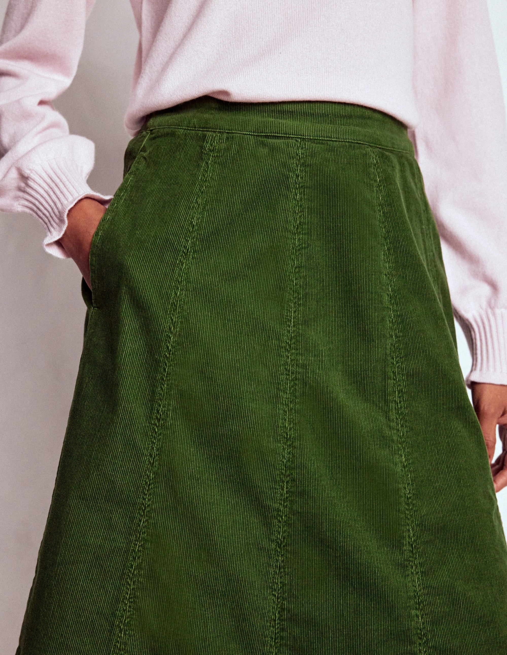 Joy Cord Midi Skirt-Fern Anti Static Lining